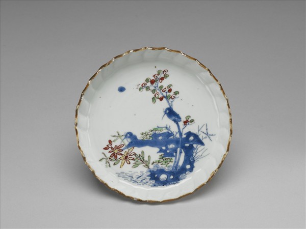 五彩花鳥紋花式盤