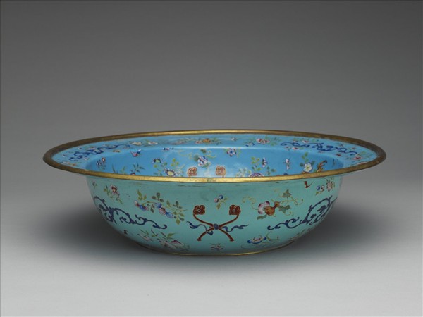 銅胎畫琺瑯福壽盆