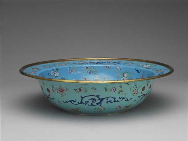 銅胎畫琺瑯福壽盆