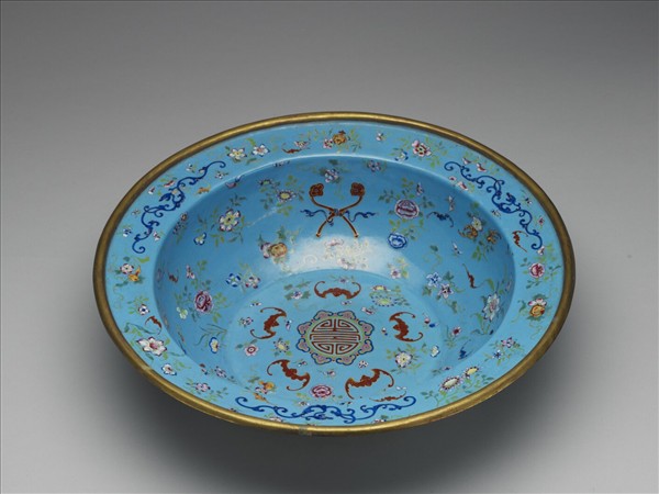 銅胎畫琺瑯福壽盆