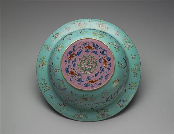 銅胎畫琺瑯福壽盆