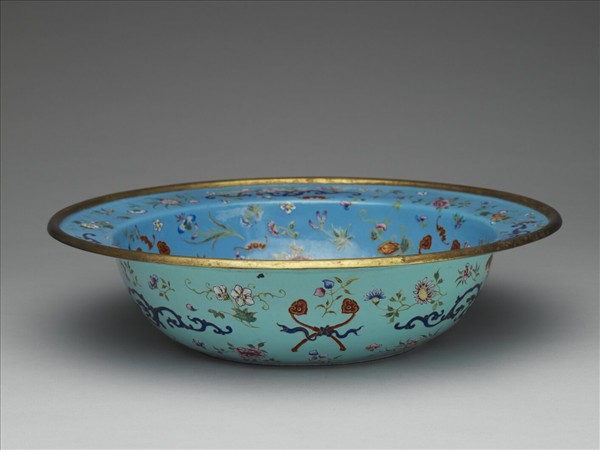 銅胎畫琺瑯福壽盆