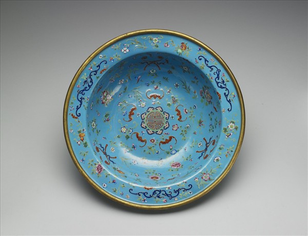 銅胎畫琺瑯福壽盆