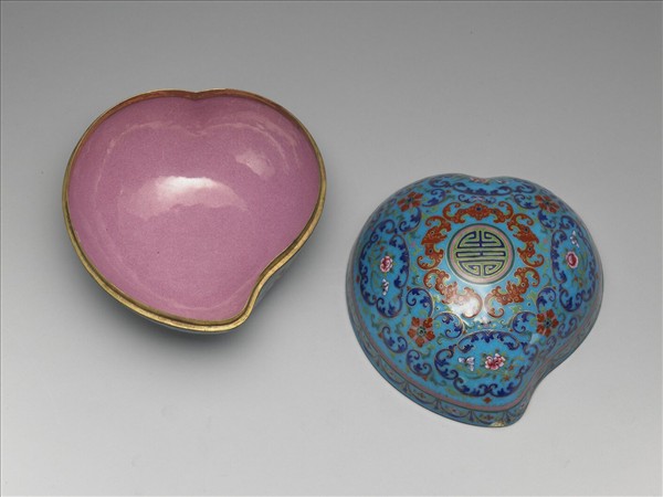 銅胎畫琺瑯桃式盒