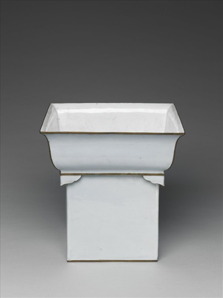 銅胎琺瑯天藍雙層花盆