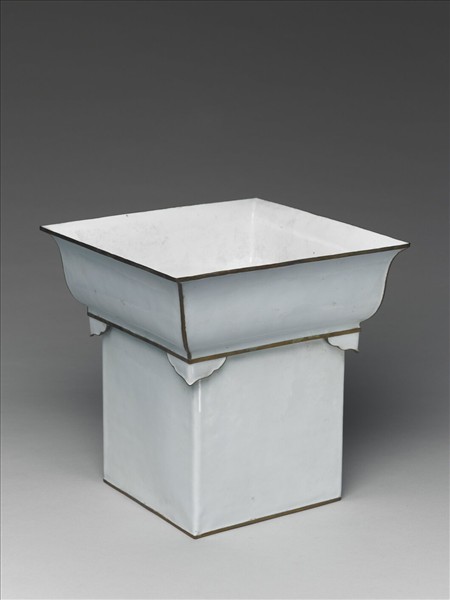 銅胎琺瑯天藍雙層花盆