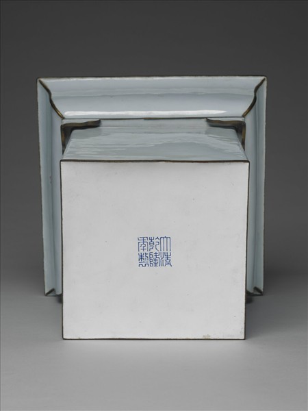 銅胎琺瑯天藍雙層花盆