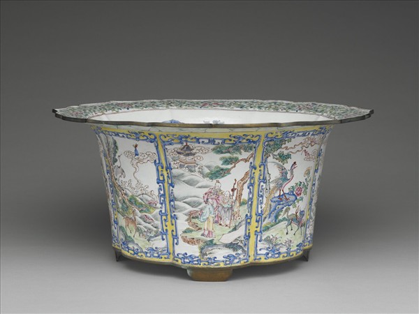 銅胎畫琺瑯仙人「福祿壽」花盆- 故宮