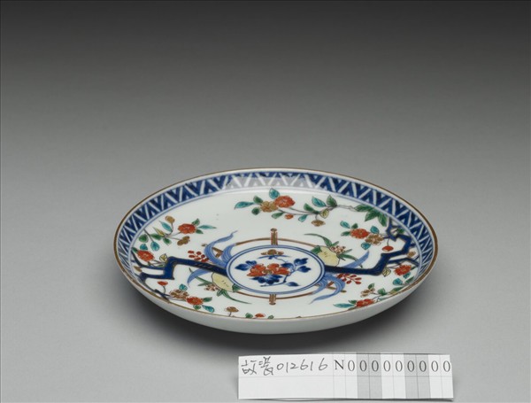 有田窯 青花五彩花卉紋碟