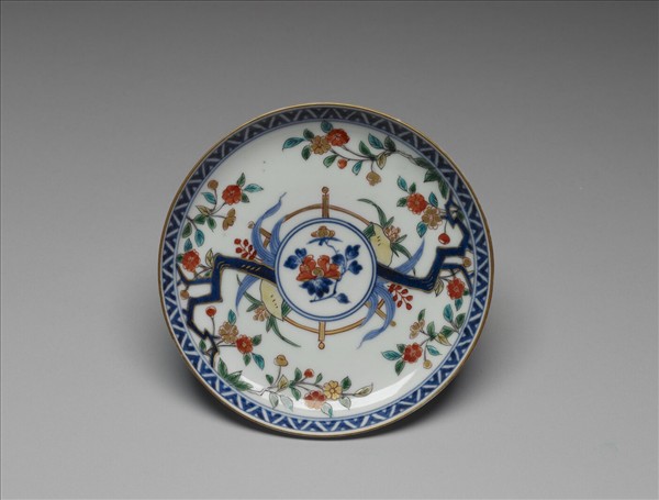有田窯 青花五彩花卉紋碟