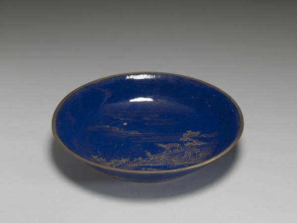 銅胎畫琺瑯三羊開泰圖盤