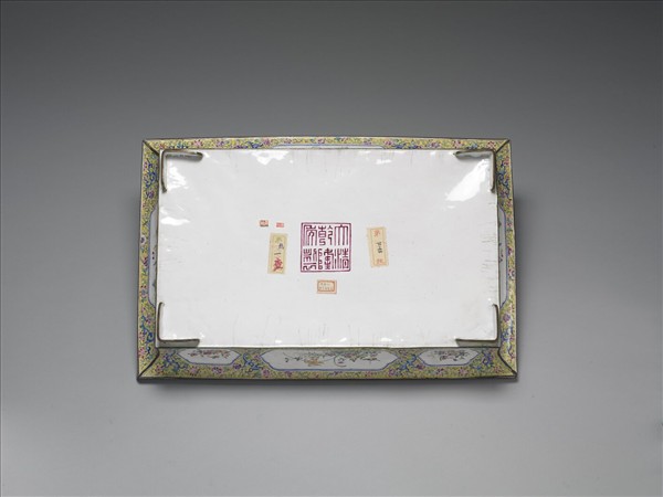 銅胎畫琺瑯花卉長方花盆