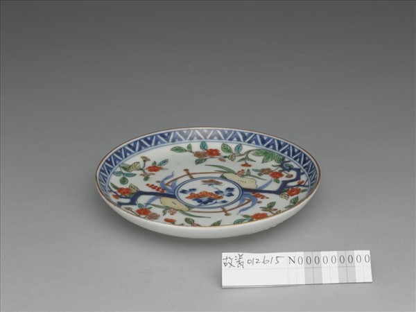 有田窯 青花五彩花卉紋碟