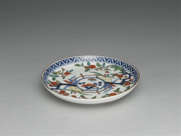 有田窯 青花五彩花卉紋碟