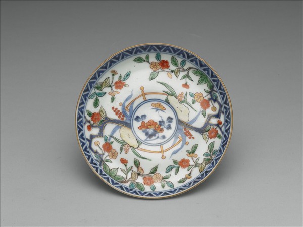 有田窯 青花五彩花卉紋碟