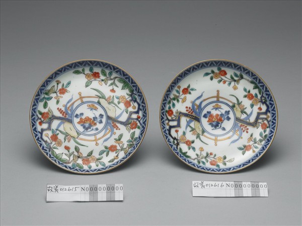 有田窯 青花五彩花卉紋碟