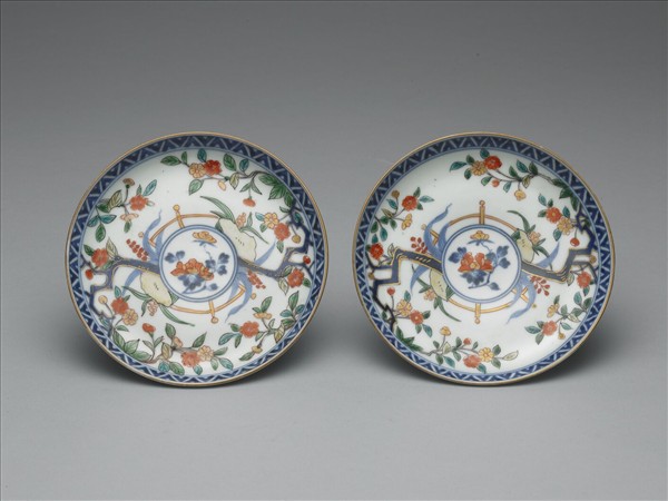 有田窯 青花五彩花卉紋碟