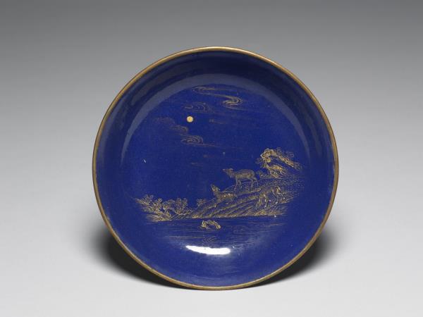 銅胎畫琺瑯三羊開泰圖盤