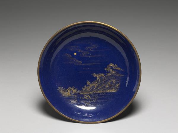 銅胎畫琺瑯三羊開泰圖盤