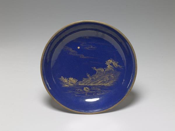 銅胎畫琺瑯三羊開泰圖盤