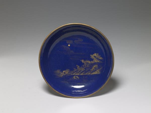 銅胎畫琺瑯三羊開泰圖盤