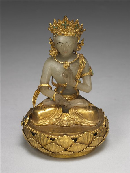 金嵌珊瑚阿彌陀佛三尊像（觀世音菩薩）