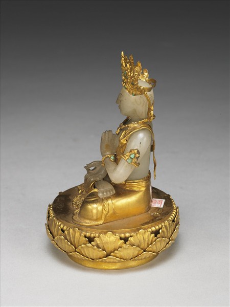 金嵌珊瑚阿彌陀佛三尊像（觀世音菩薩）