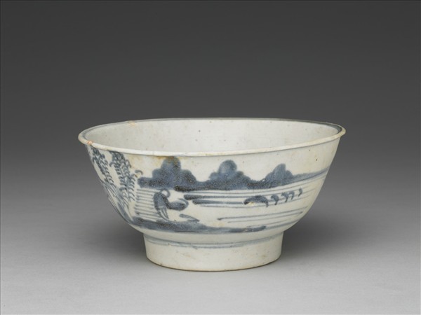 青花山水圖碗