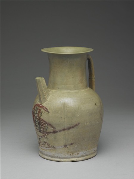 青瓷鳥紋單把壺