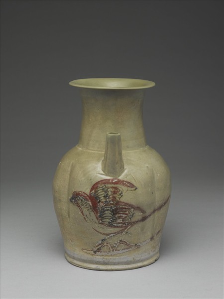 青瓷鳥紋單把壺