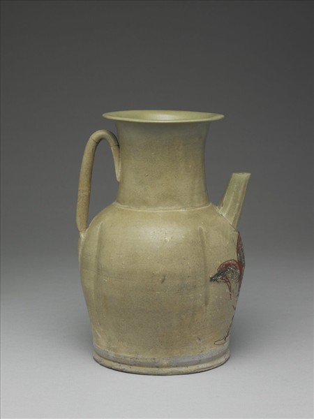 青瓷鳥紋單把壺