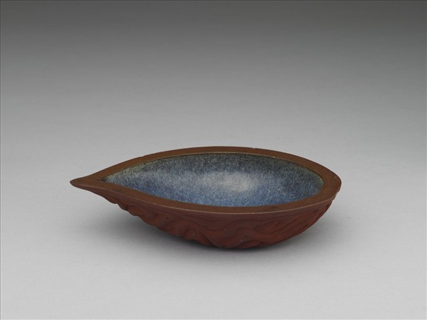 紫砂鈞釉蟠桃核筆洗