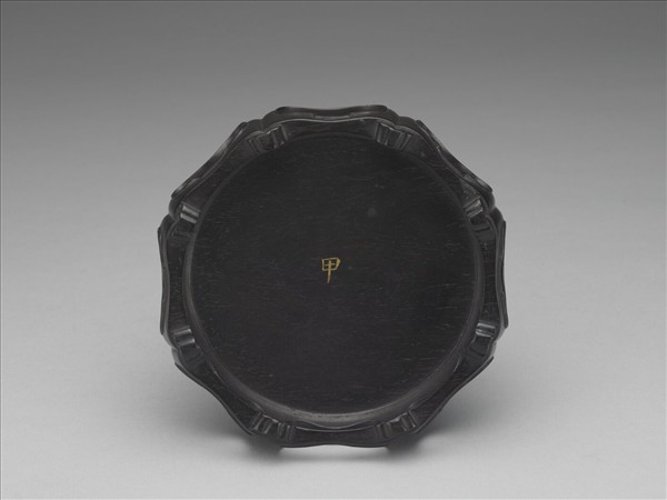 御製詩花形木座