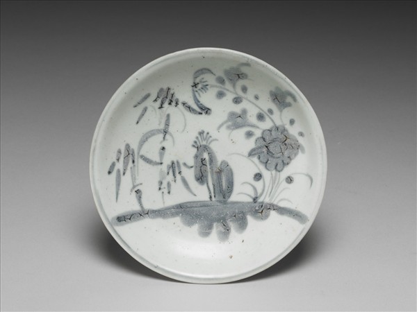 青花竹石花卉紋盤