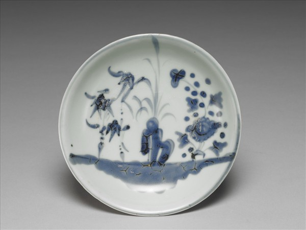 青花竹石花卉紋盤