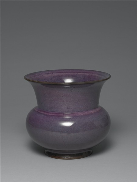 鈞窯 玫瑰紫釉渣斗式花盆