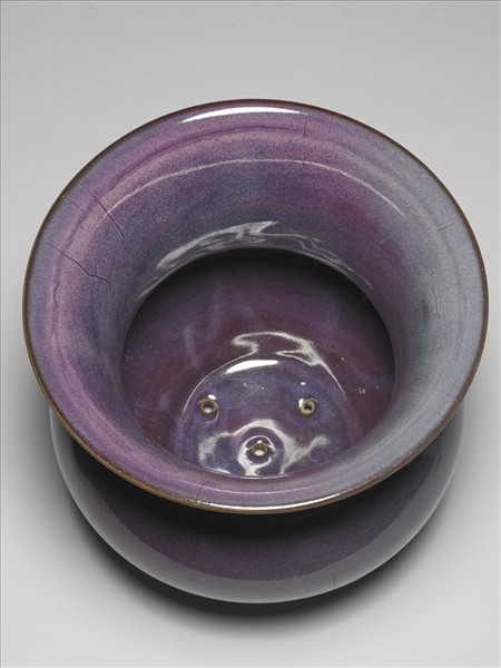 鈞窯 玫瑰紫釉渣斗式花盆