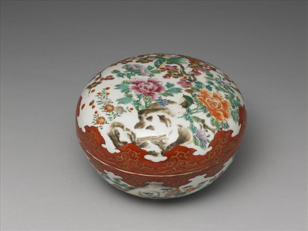 有田窯 五彩花鳥紋圓盒