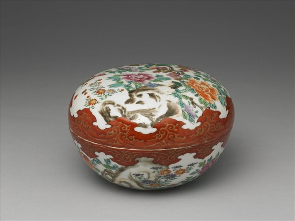 有田窯 五彩花鳥紋圓盒