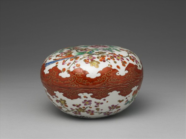 有田窯 五彩花鳥紋圓盒