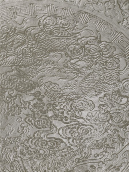 定窯 白瓷雲龍紋盤