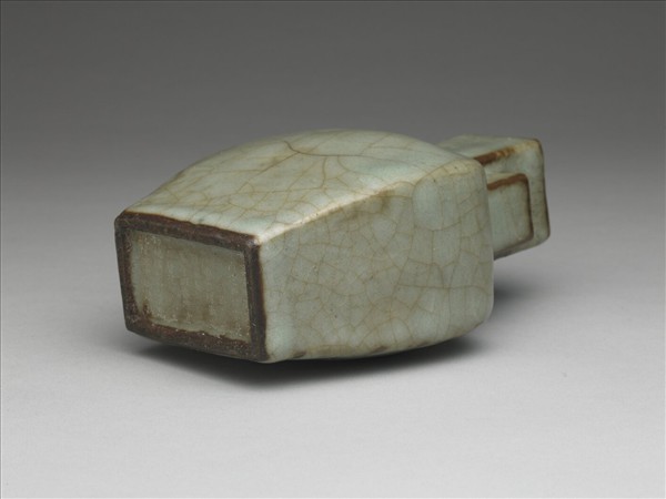 仿官釉青瓷三管扁壺