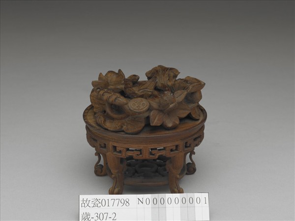 蓮塘紋圓形木座