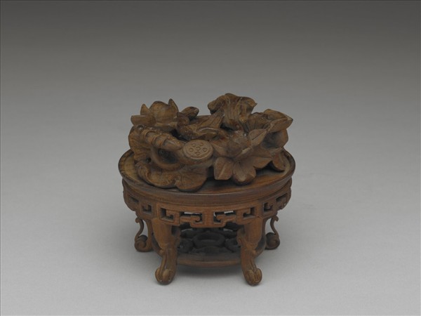 蓮塘紋圓形木座