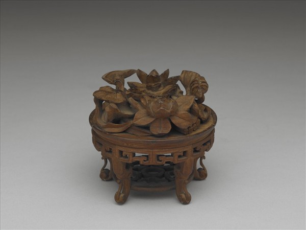 蓮塘紋圓形木座