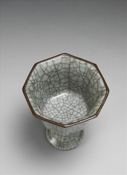 仿哥淺青八方高足桮