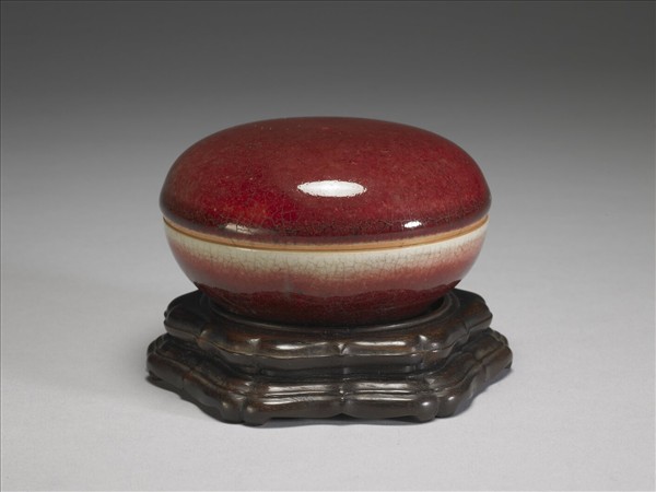 寶石紅釉印泥盒