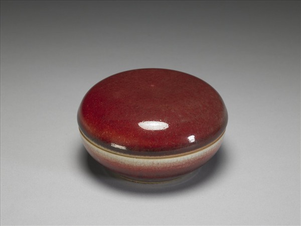 寶石紅釉印泥盒