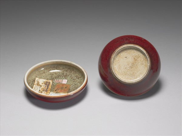寶石紅釉印泥盒