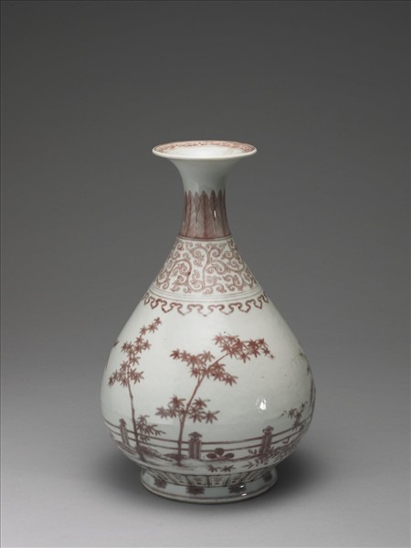 釉裡紅三友圖玉壺春瓶